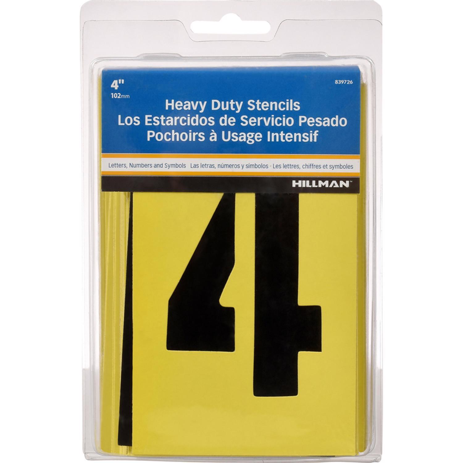 HILLMAN 4 in. Card Stock Letter and Number 4 Inch Stencil Set 36 pk