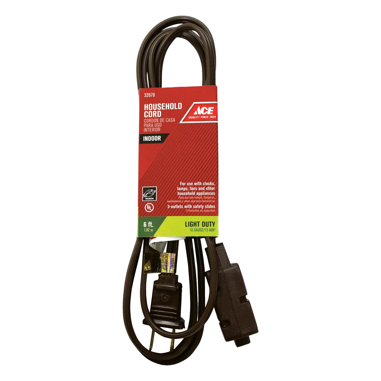 Ace Indoor 6 ft. L Brown Extension Cord 16/2 SPT-2