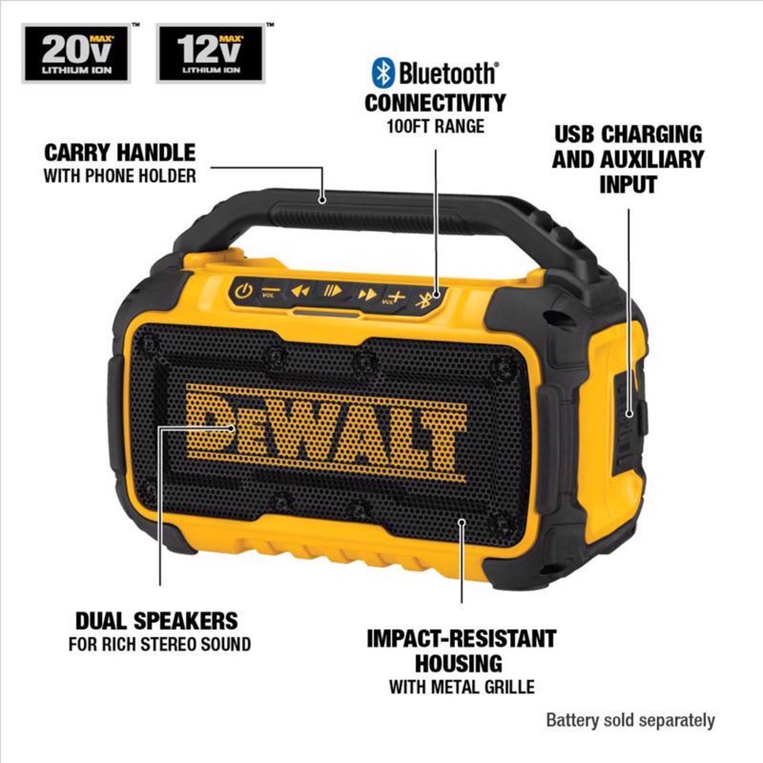 DeWalt 20V MAX DCR010 Lithium-Ion Jobsite Bluetooth Speaker 1 pc