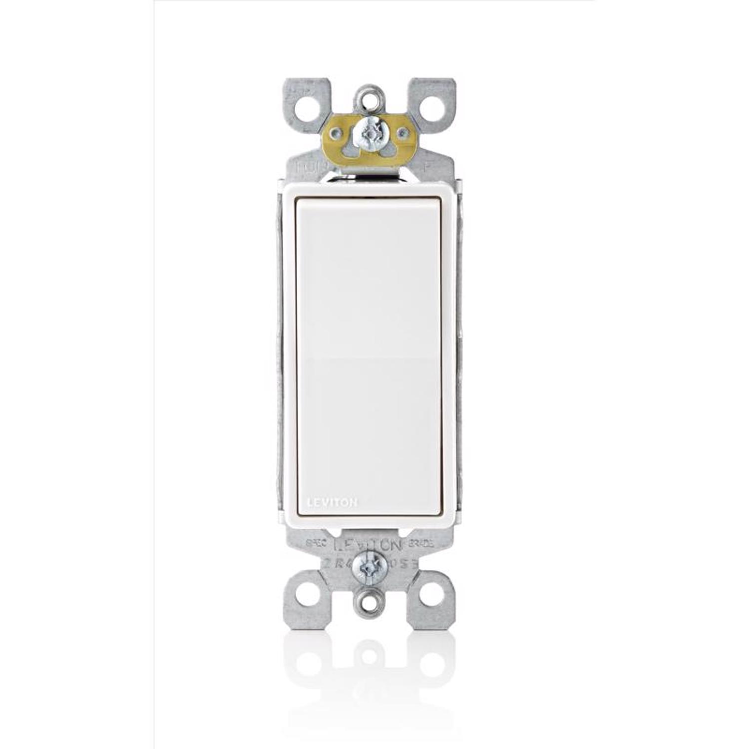 Leviton Decora 15 amps Single Pole Rocker Switch White 1 pk