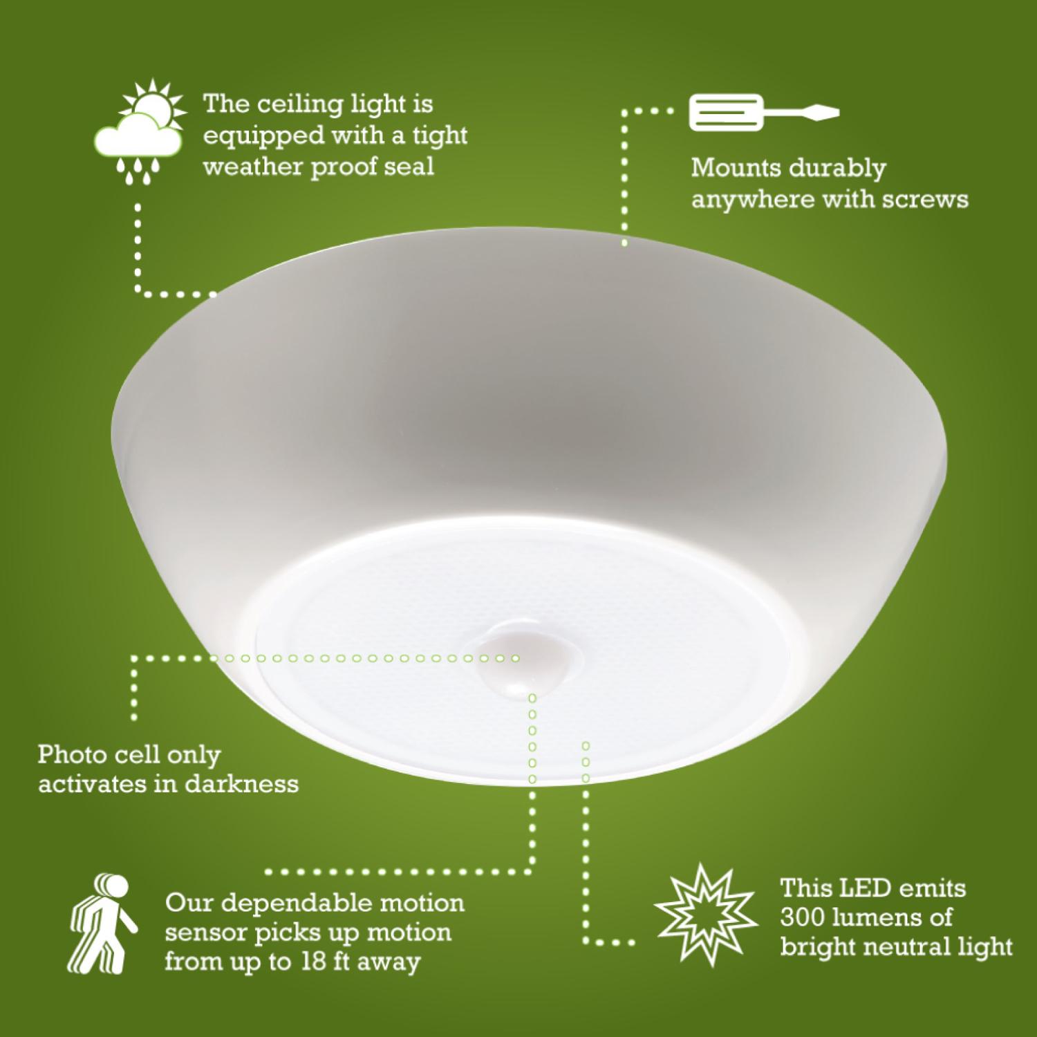 Mr. Beams 7.48 in. L White Battery Powered LED Motion Sensor Light 300 lm