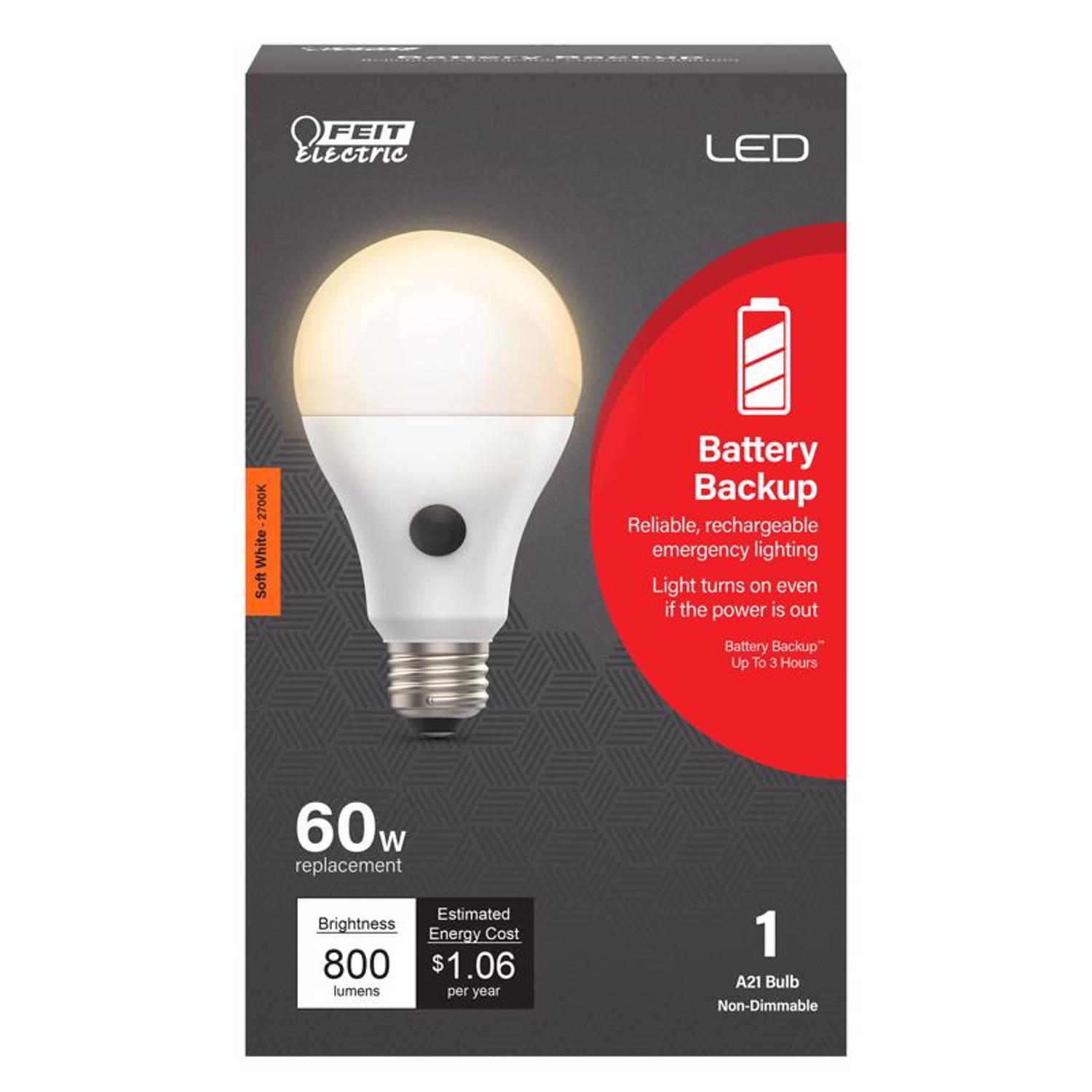 Feit A21 E26 (Medium) LED Bulb Soft White 60 Watt Equivalence 1 pk