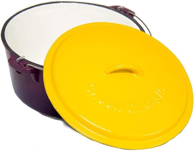 Cajun Classic 12-Quart Enamel Cast Iron Dutch Oven - Purple & Gold