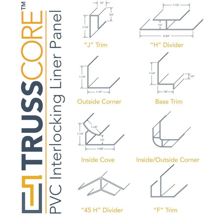 Trusscore 45deg H Channel 10' White