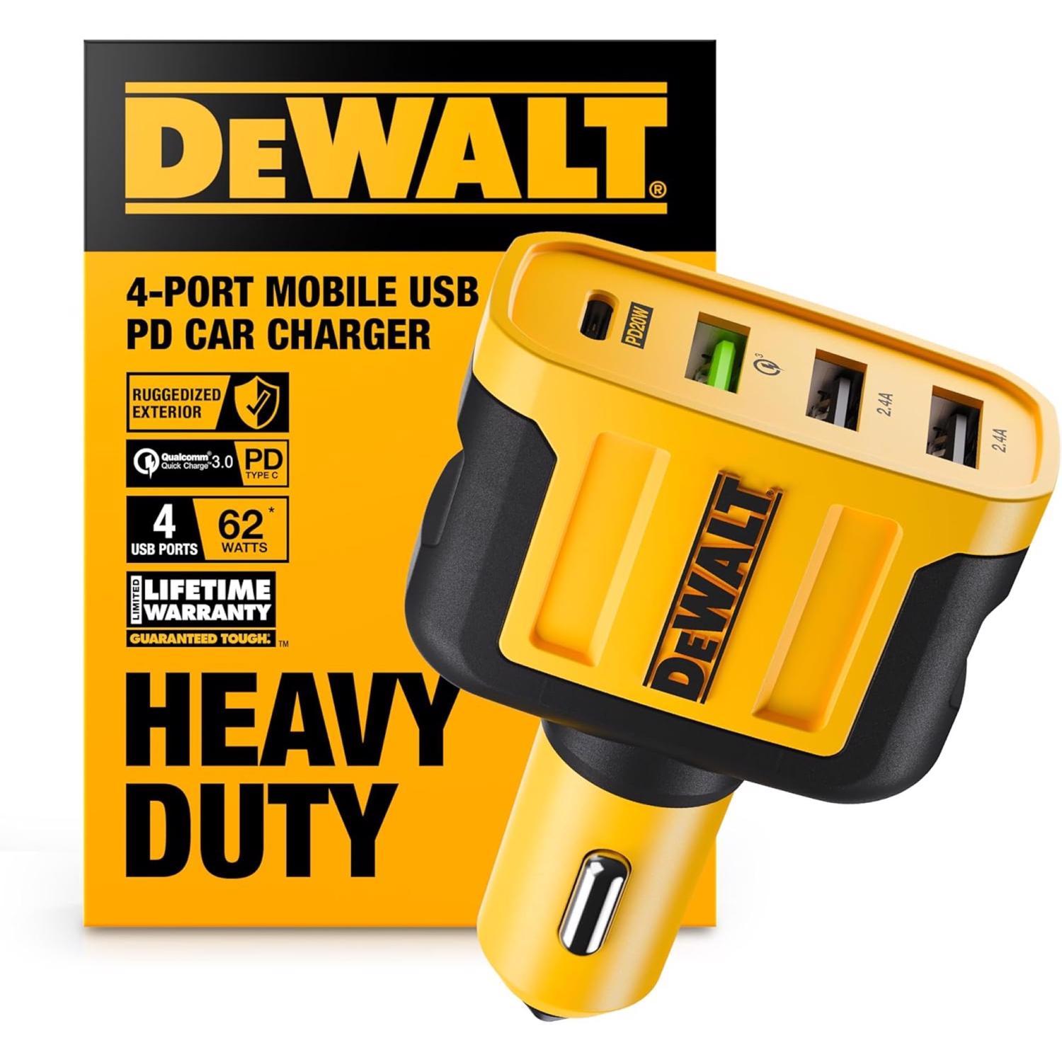 DeWalt 4 Port Car Cell Phone Charger 1 pk