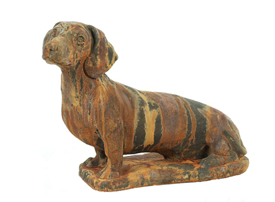 Dachshund Dog Statue Rust