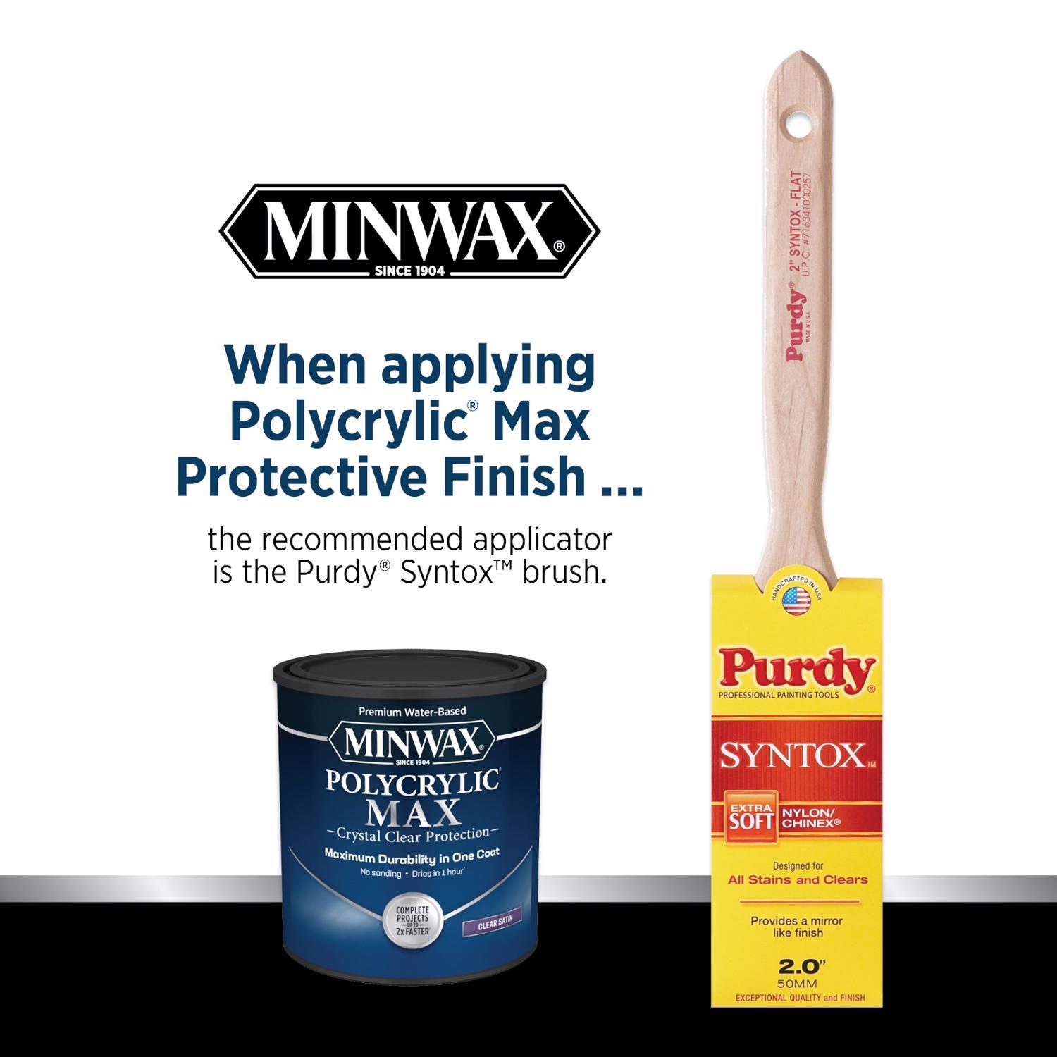 Minwax Polycrylic Max Satin Crystal Clear Water-Based Polycrylic 1 qt