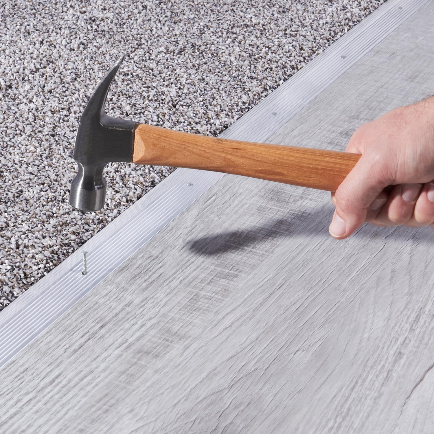 M-D 0.3 in. H X 36 in. L Prefinished Silver Aluminum Carpet Trim M-D 0.3 in. H X 36 in. L Prefinished Silver Aluminum Carpet Trim