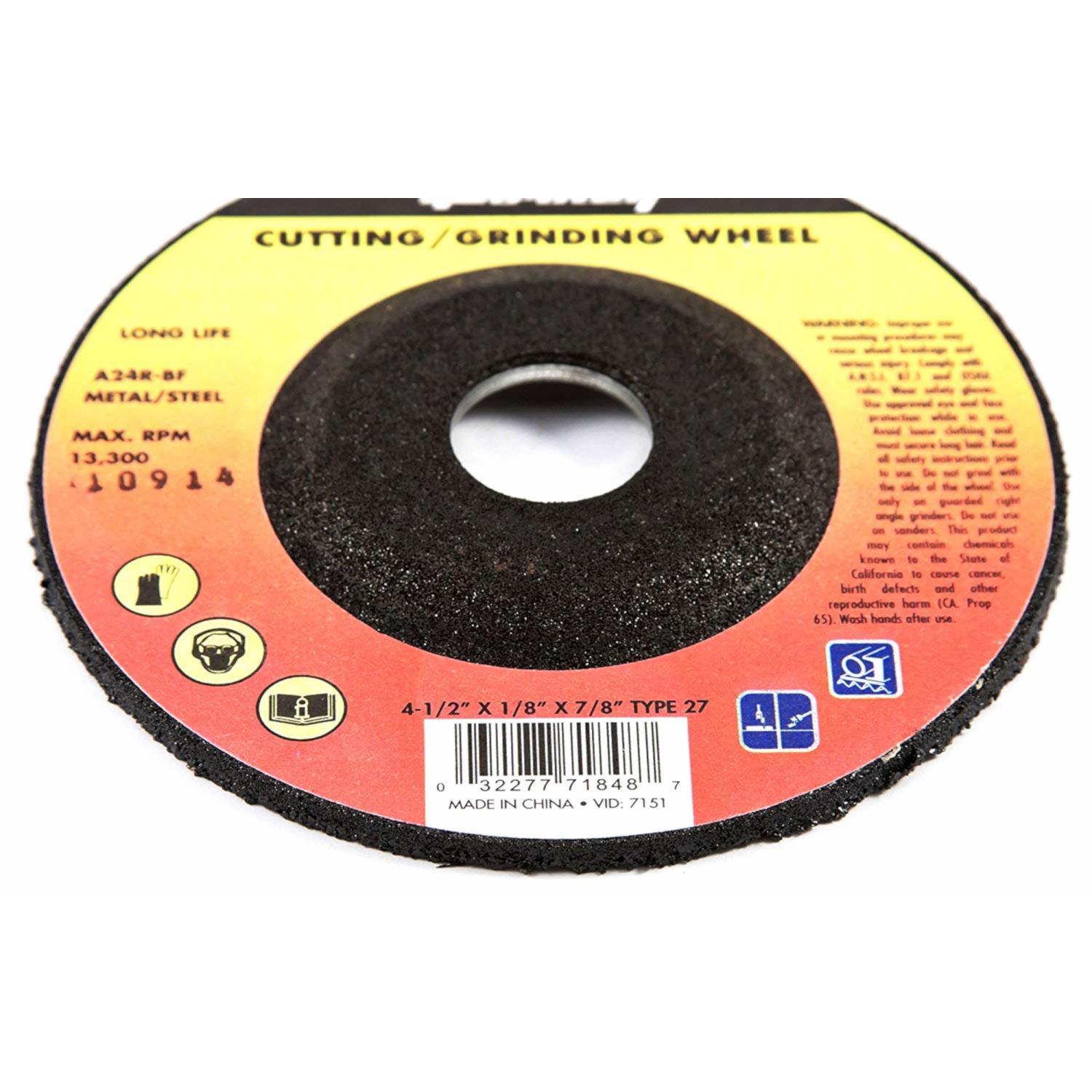 Forney 4-1/2 in. D X 7/8 in. in. Metal Grinding Wheel