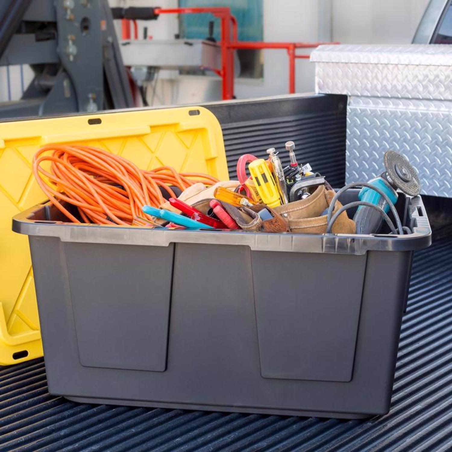 Greenmade 27 gal Black/Yellow Snap Lock Storage Box 14.7 in. H X 20.4 in. W X 30.4 in. D Stackable