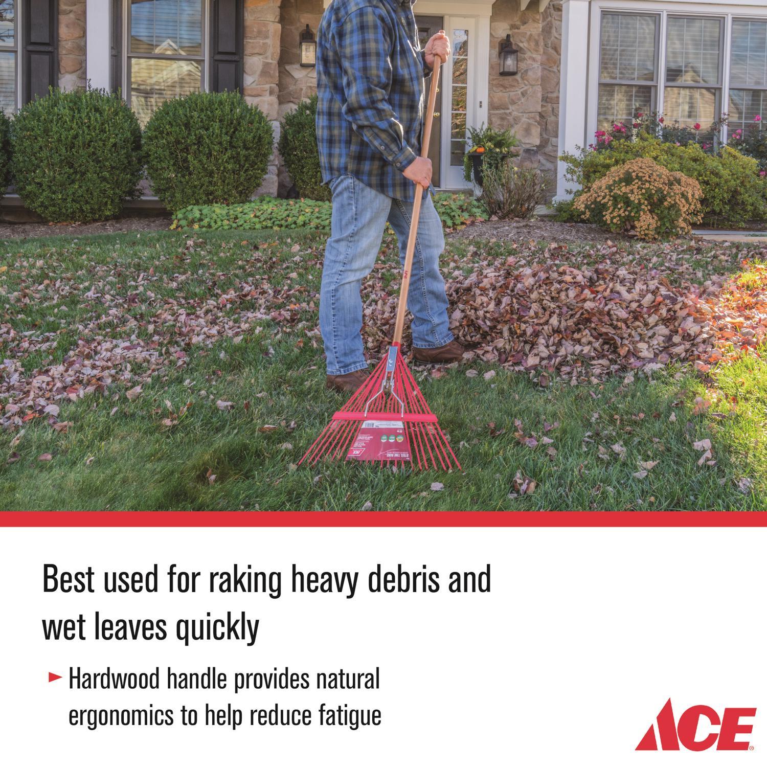 Ace 64.5 in. 22 Tine Steel Rake Wood Handle