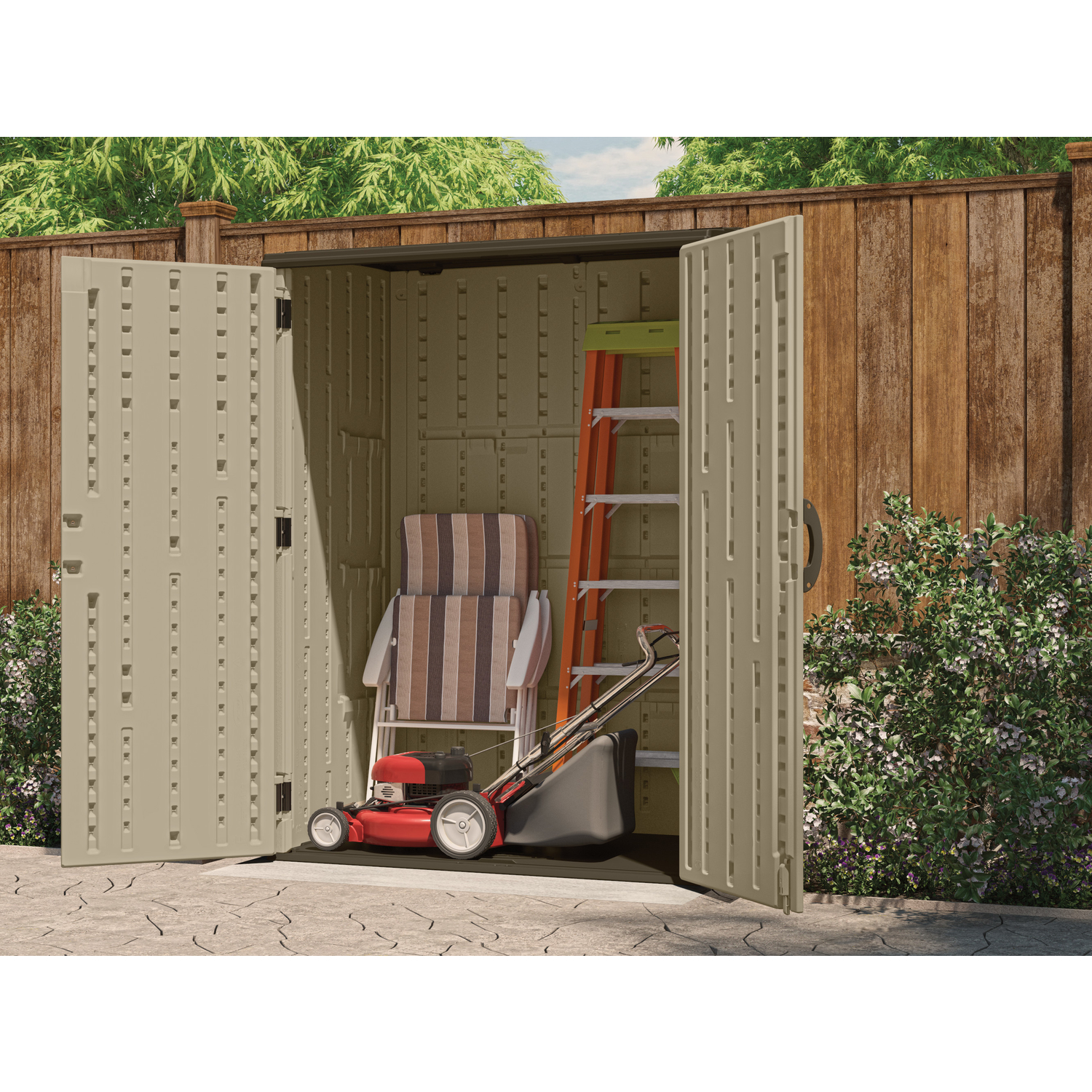 Suncast 4 ft. x 2 ft. Plastic Vertical Pent Storage Shed with Floor Kit