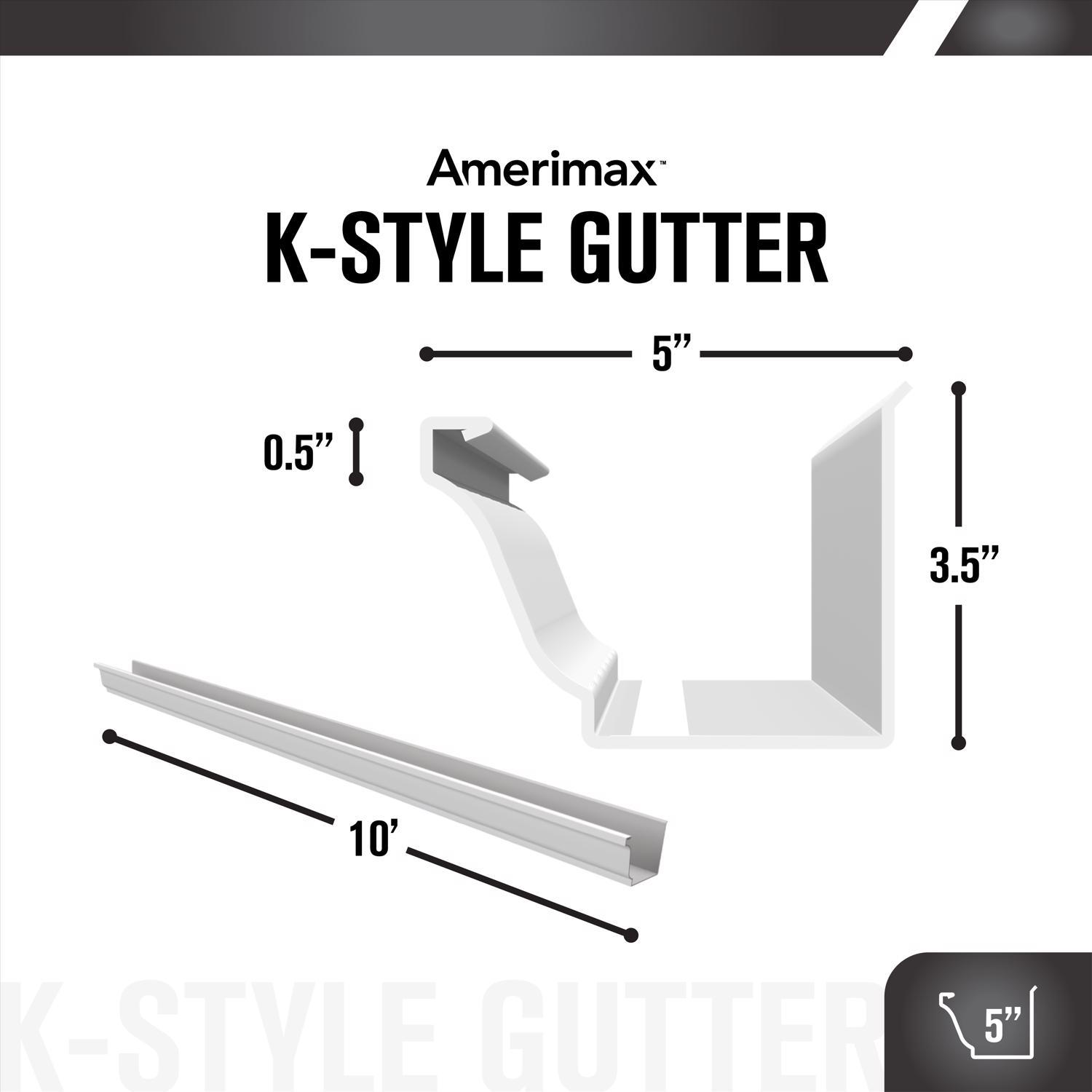 Amerimax 3.5 in. H X 5 in. W X 120 in. L White Aluminum K Gutter