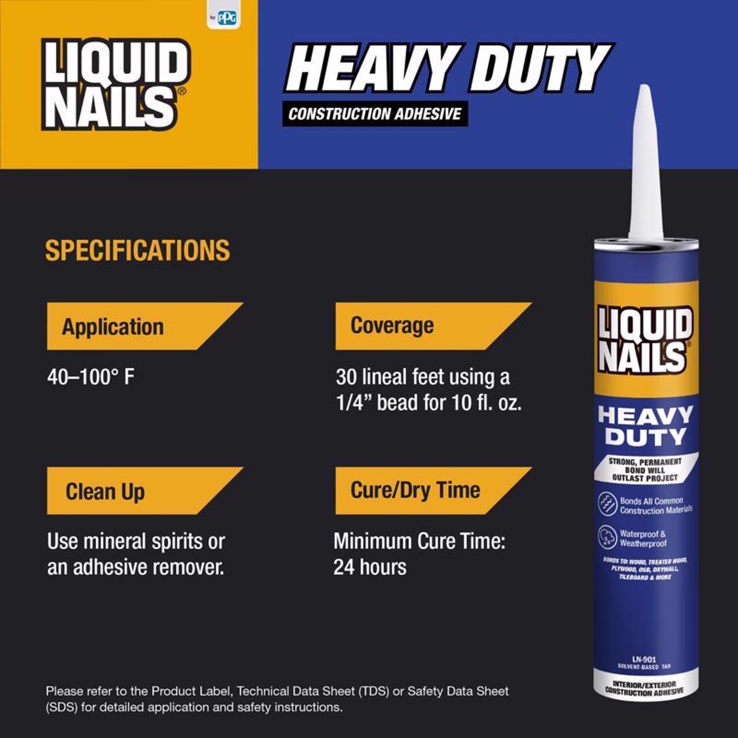 Liquid Nails Heavy Duty Solvent Based Construction Adhesive 10 oz