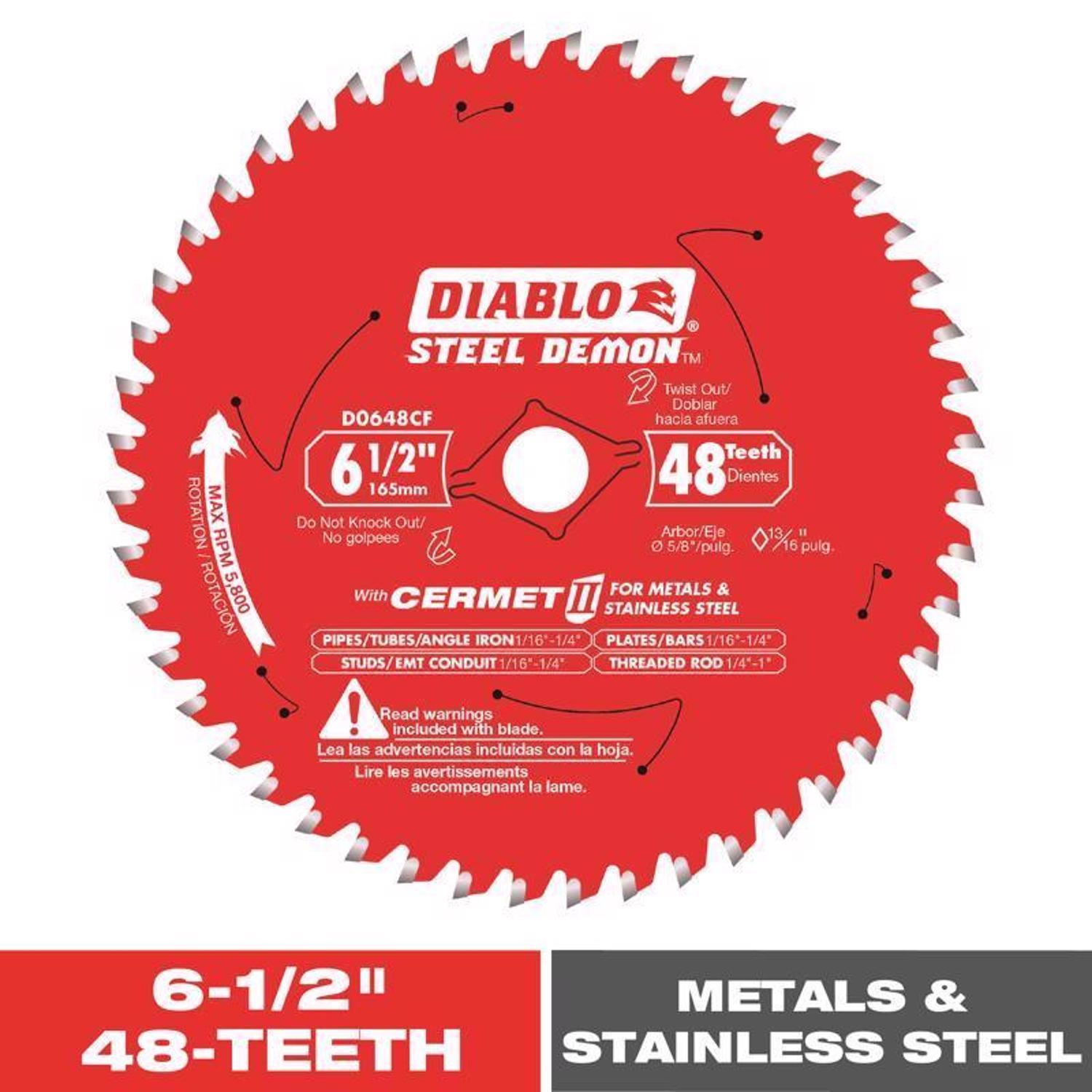 Diablo Steel Demon 6-1/2 in. D X 5/8 in. Stainless Steel Metal Saw Blade 48 teeth 1 Pack