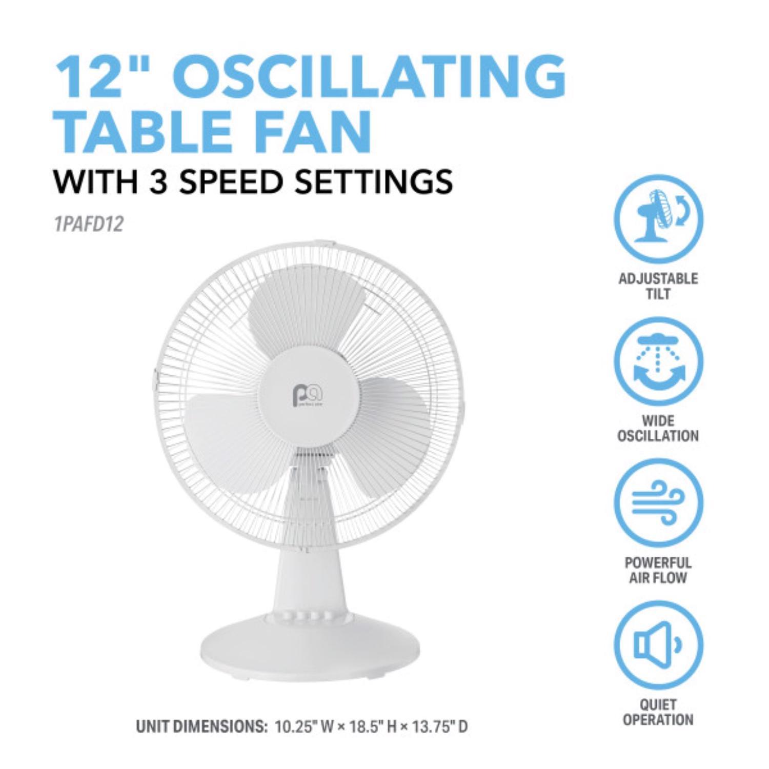 Perfect Aire 18 in. H X 12 in. D 3 speed Oscillating Table Fan