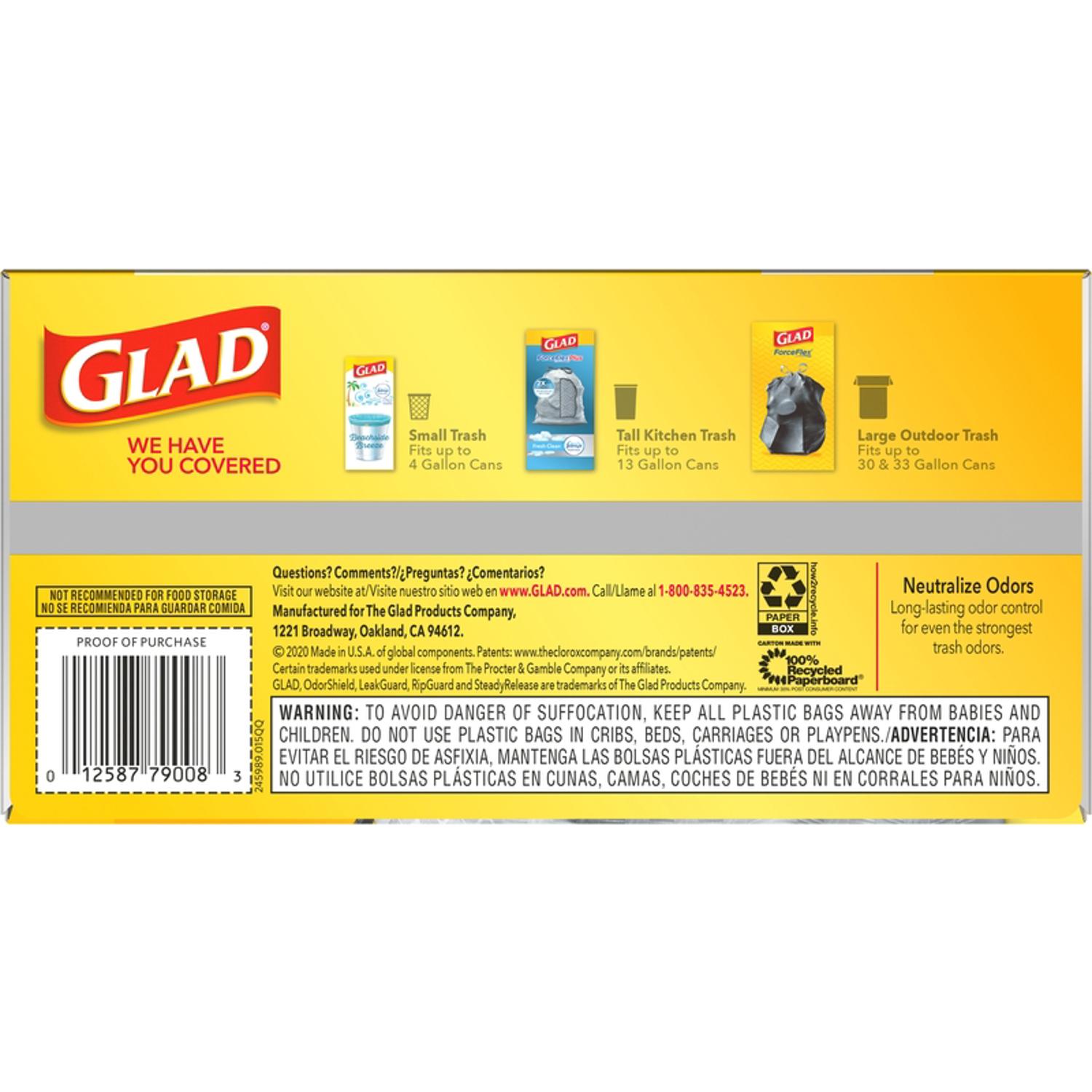 Glad ForceFlex 13 gal No Scent Scent Tall Kitchen Bags Drawstring 40 pk 0.72 mil