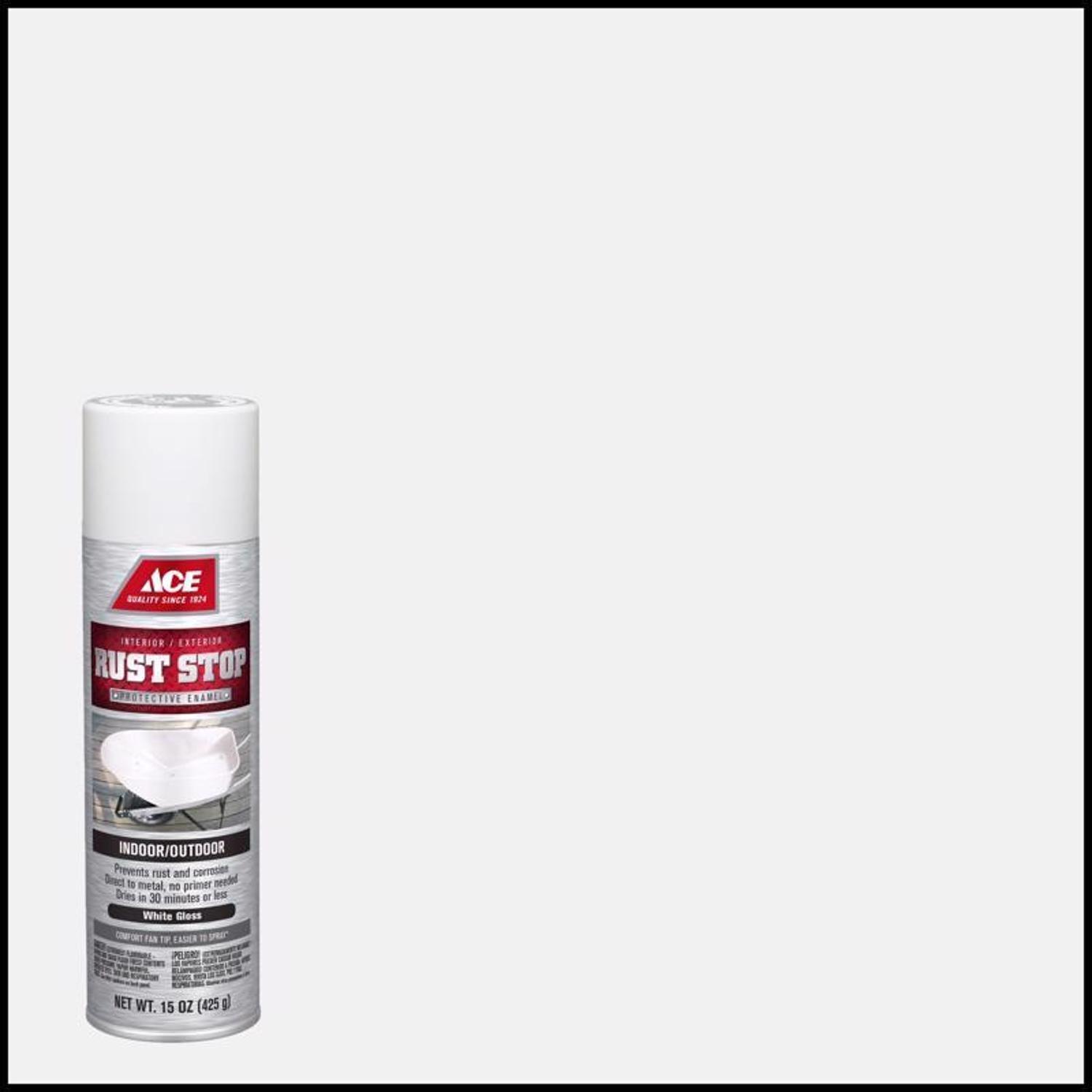 Ace Rust Stop Gloss White Protective Enamel Spray Paint 15 oz