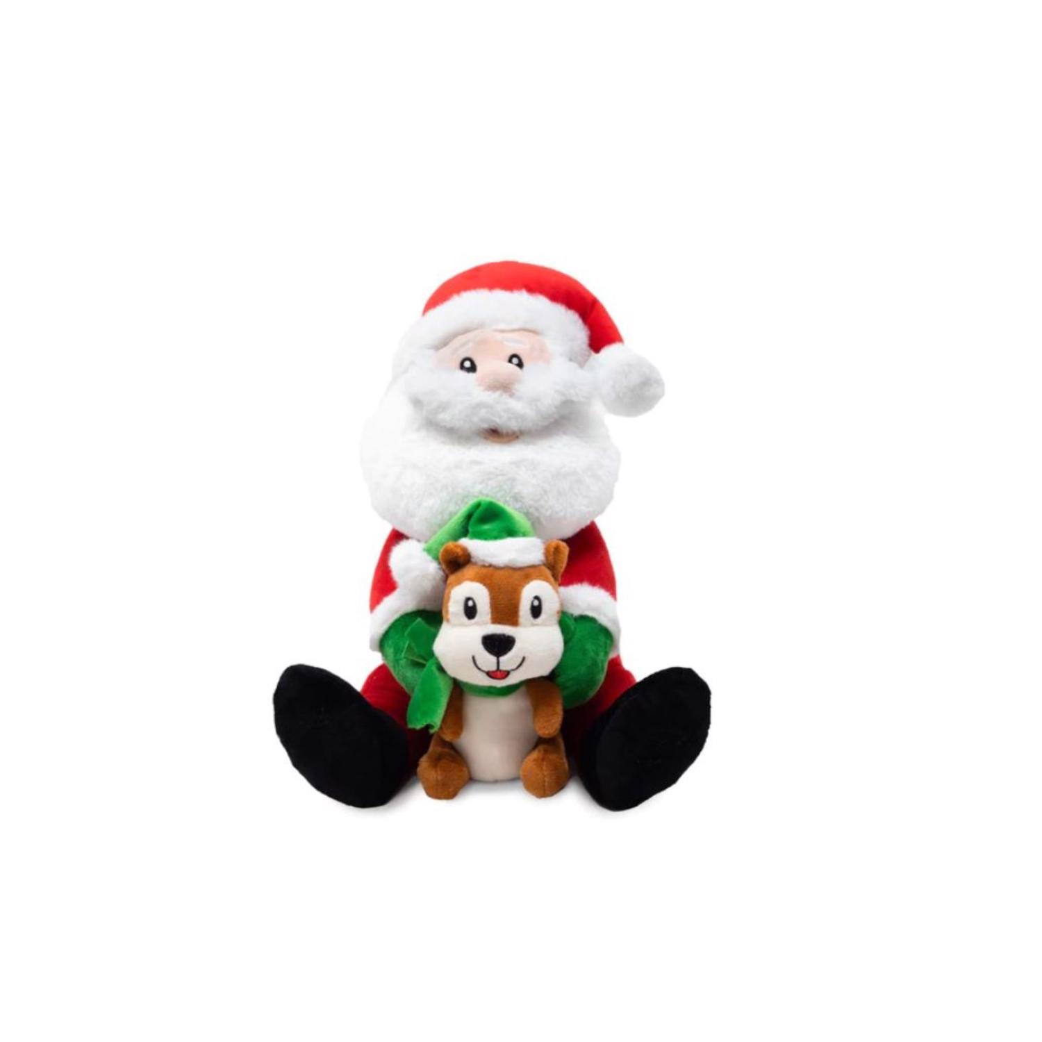 Cuddle Barn Multicolored Santa and Chipmonk Indoor Christmas Decor 12 in.