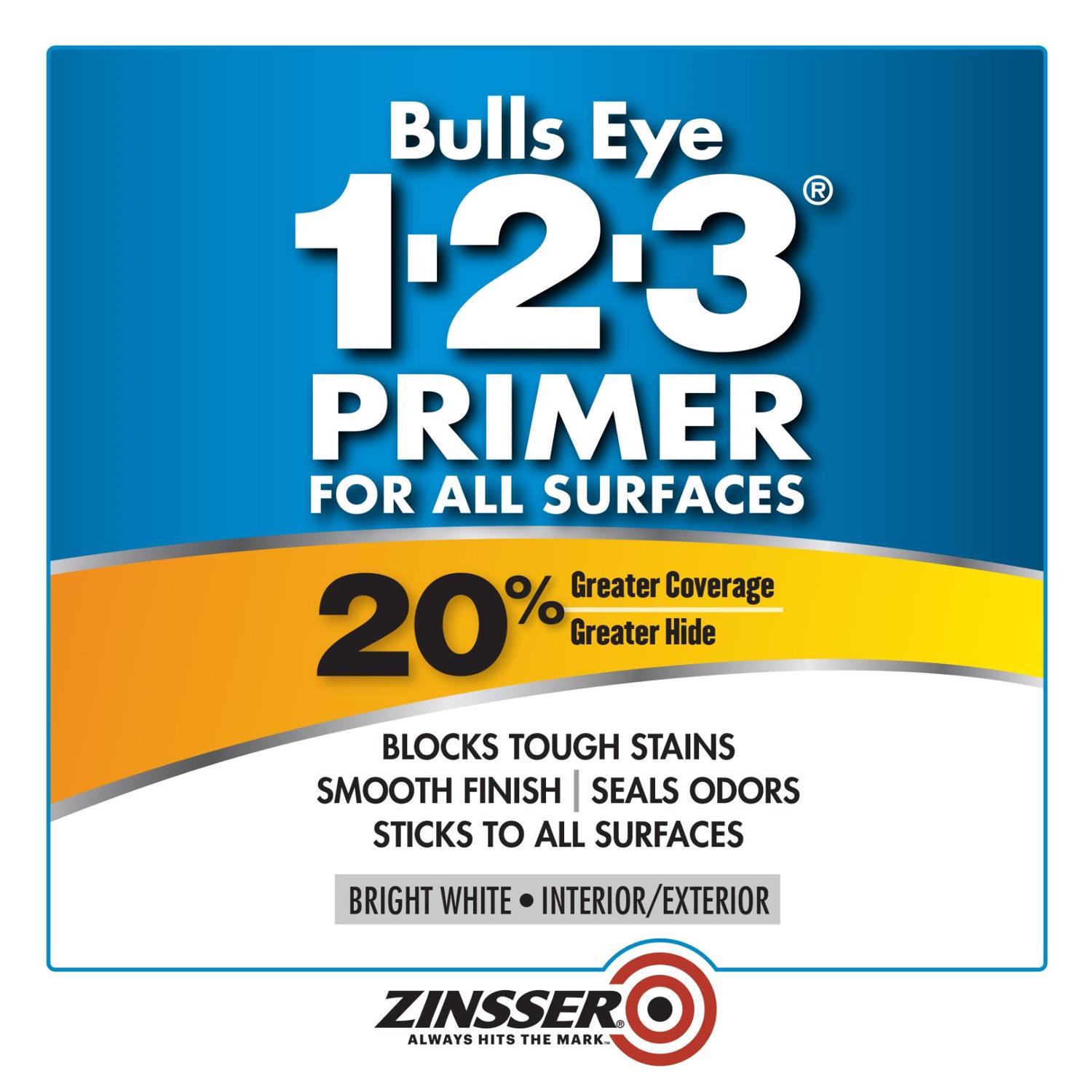 Zinsser Bulls Eye 123 Bright White Smooth Oil-Based Alkyd Resin Spray Primer and Sealer 13 oz