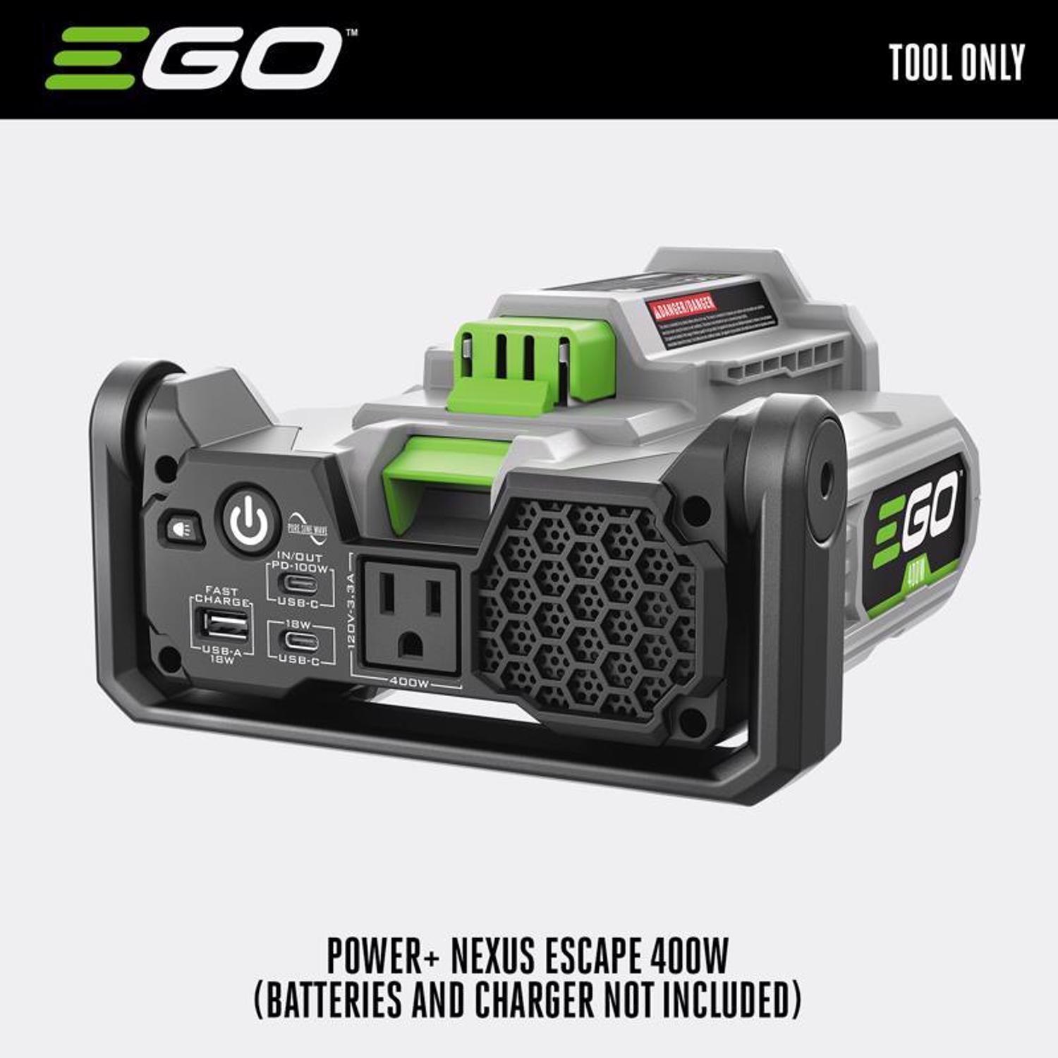 EGO Power+ Nexus Escape 400 W 120 V Battery Portable Portable Sine Wave Inverter Tool Only 400 W