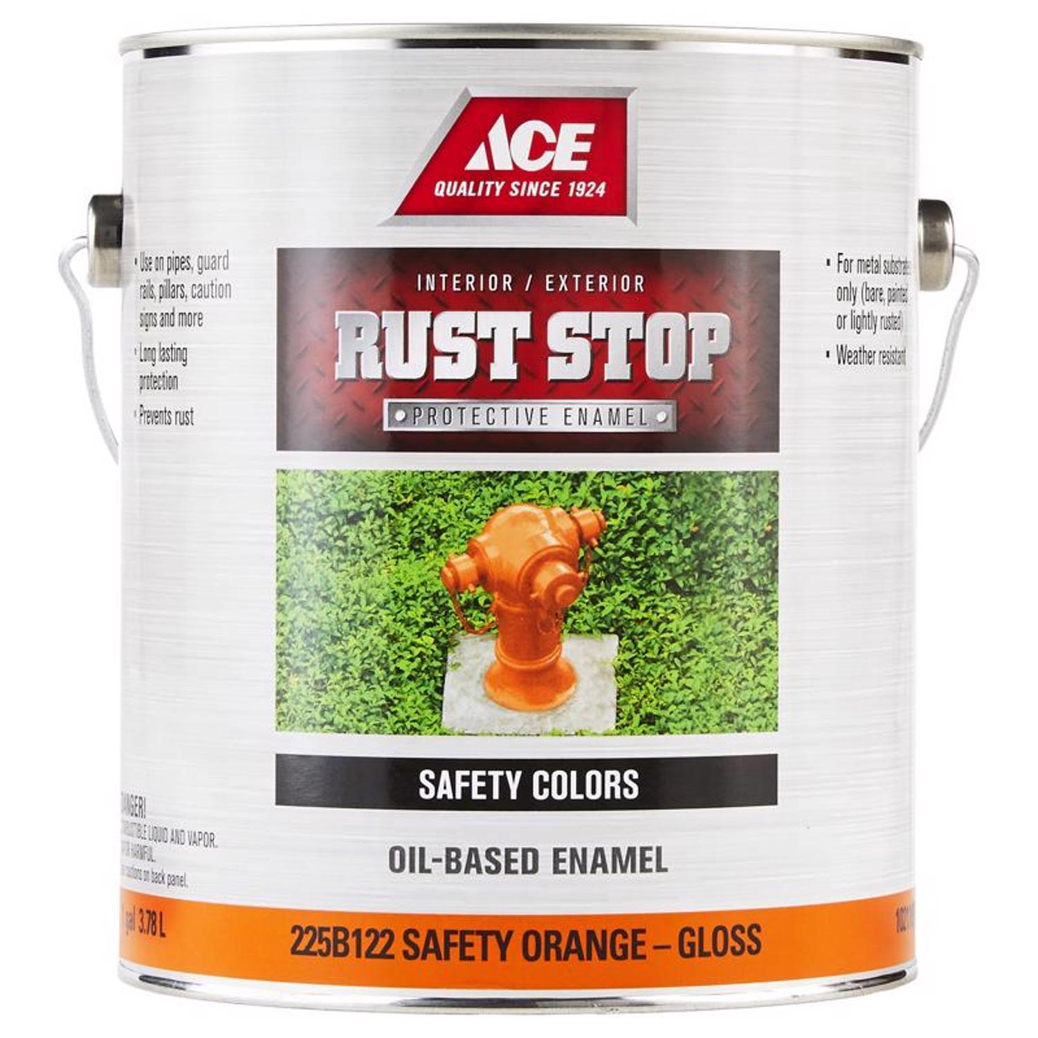 Ace Rust Stop Indoor and Outdoor Gloss Safety Orange Oil-Based Oil-Based Enamel Rust Prevention Pain