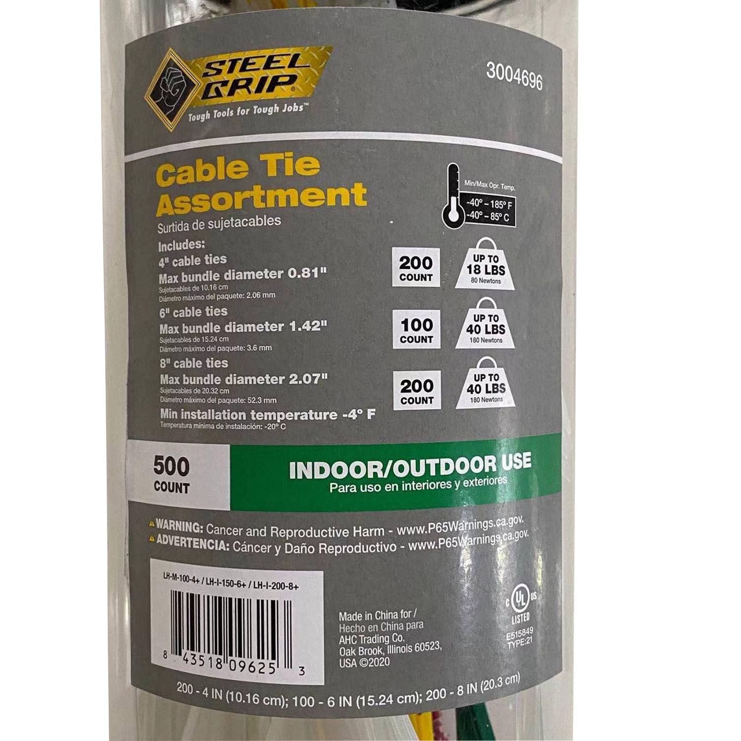 Steel Grip Assorted Cable Tie 500 pk