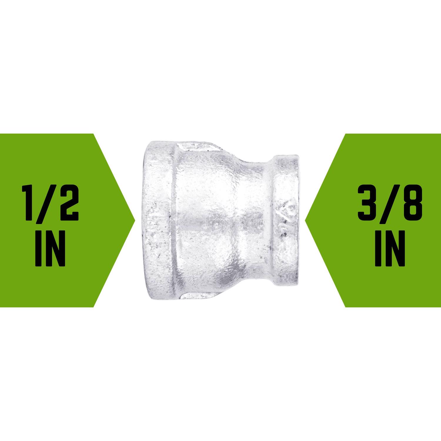 STZ Industries 1/2 in. FIP each X 3/8 in. D FIP Galvanized Malleable Iron Reducing Coupling