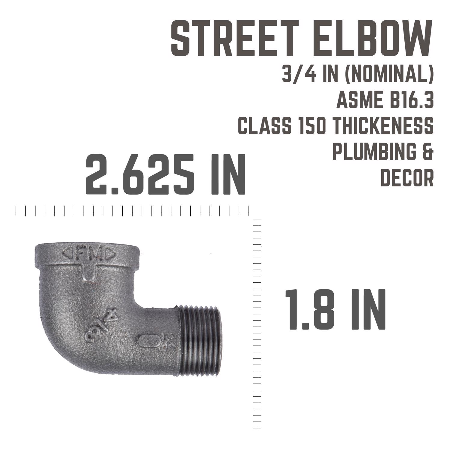 STZ Industries 3/4 in. FIP each X 3/4 in. D MIP Black Malleable Iron 90 Degree Street Elbow