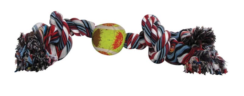 Boss Pet Digger's For Dog Multicolored Cotton Rope with Tennis Ball Rope with Tennis Ball Dog Toy La