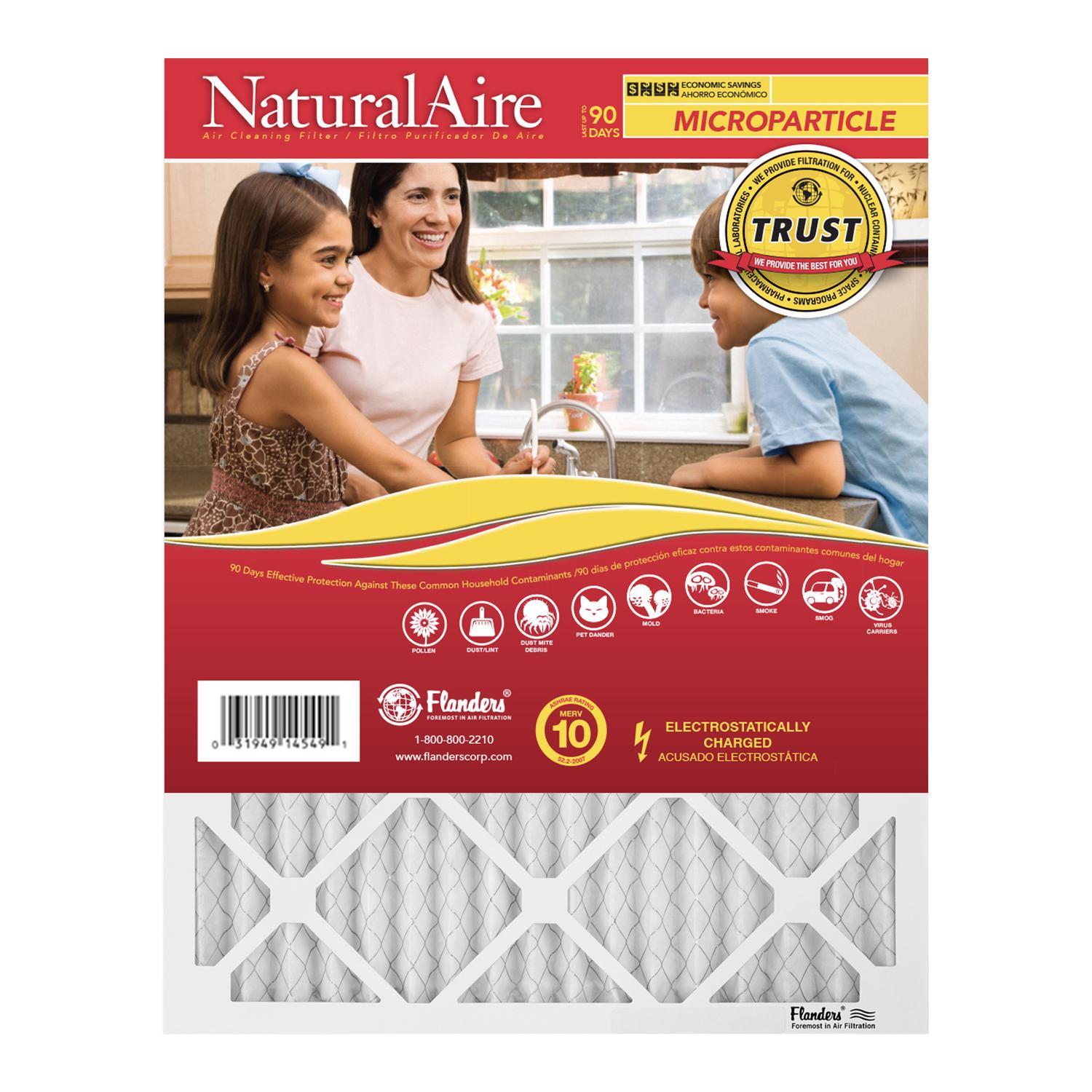 NaturalAire 16 in. W X 20 in. H X 1 in. D Synthetic 10 MERV Pleated Microparticle Air Filter 1 pk