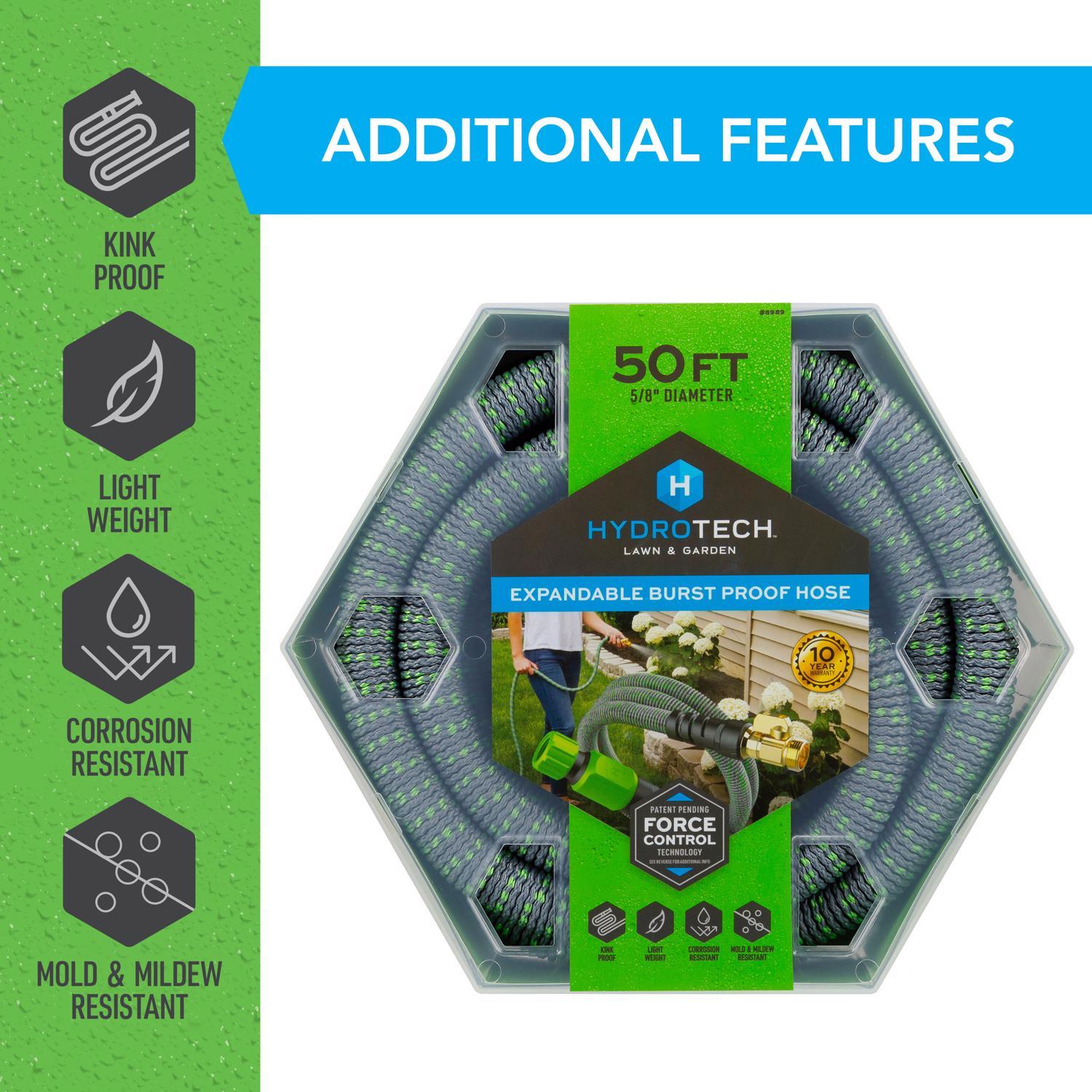 Hydrotech 5/8 in. D X 50 ft. L Medium Duty Professional Grade Expandable Lightweight Garden Hose