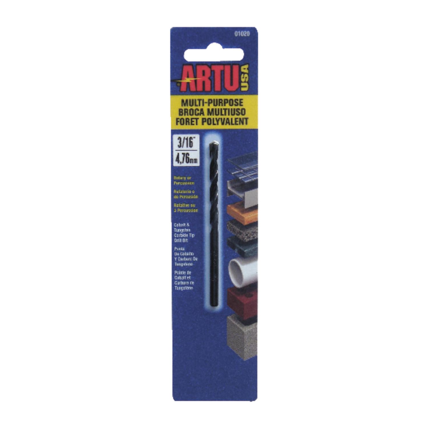 ARTU 3/16 in. X 3-1/2 in. L Tungsten Carbide Tipped Drill Bit Straight Shank 1 pc
