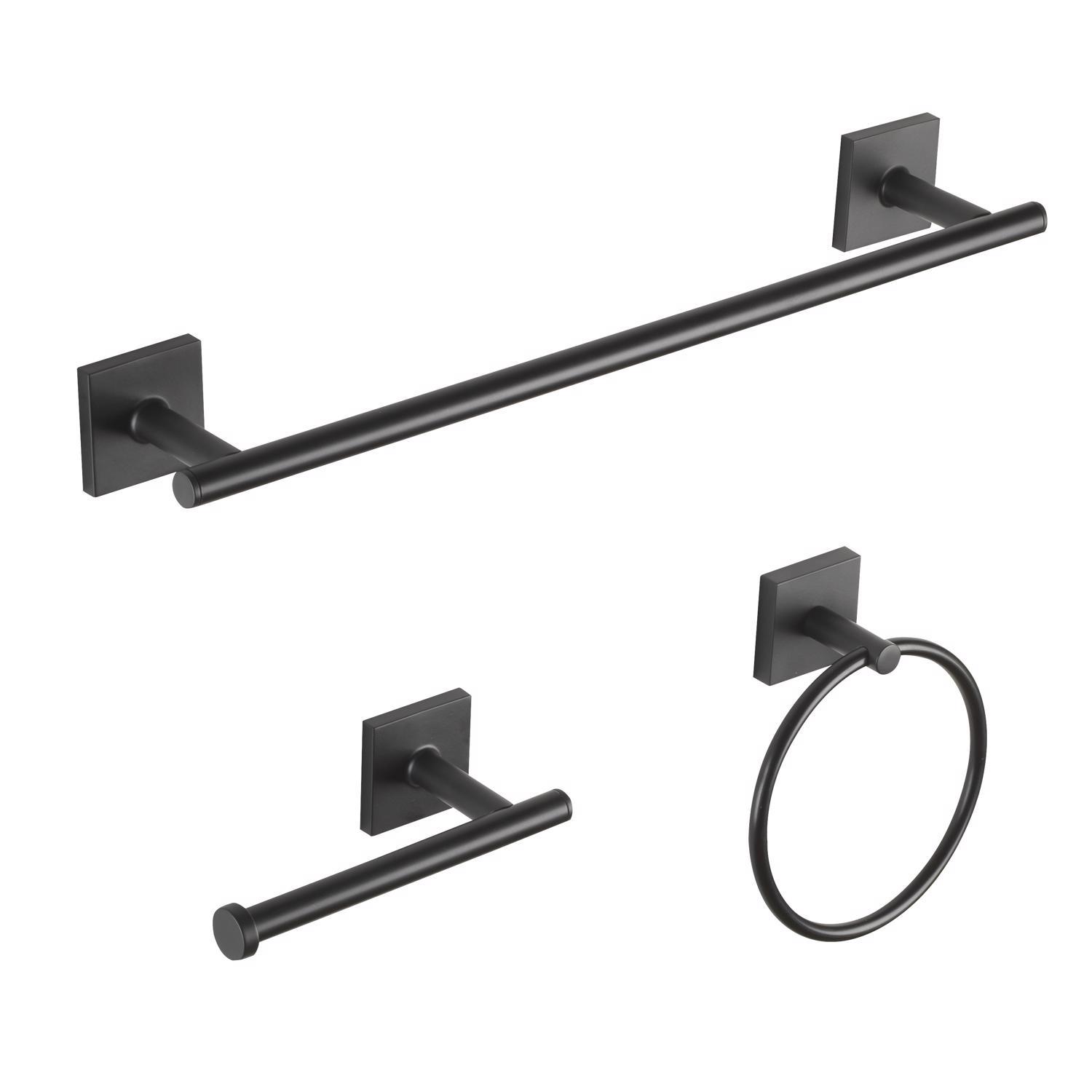 OakBrook Collection Matte Black Zinc Towel Bar Set