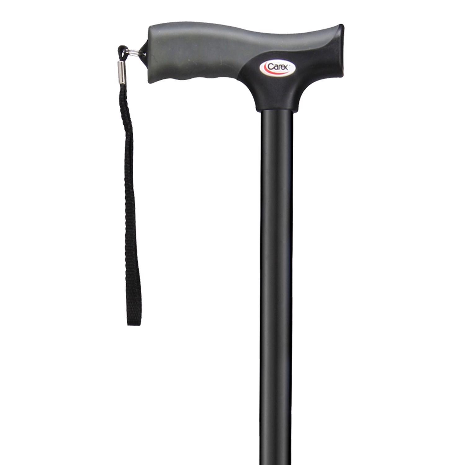 Carex Health Brands Black Soft-Grip Walking Cane w/Strap Aluminum/Plastic 40 in. H X 5.2 in. L
