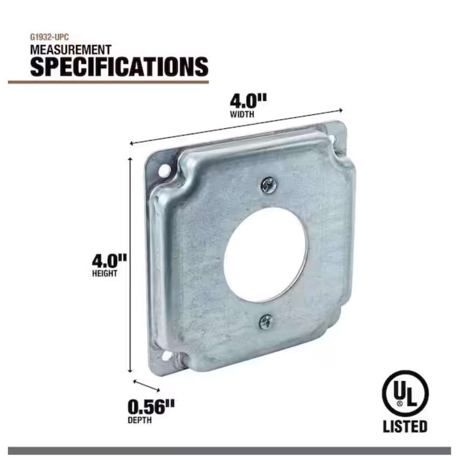 Southwire Square Steel 1 gang 4 in. H X 4 in. W Box Cover