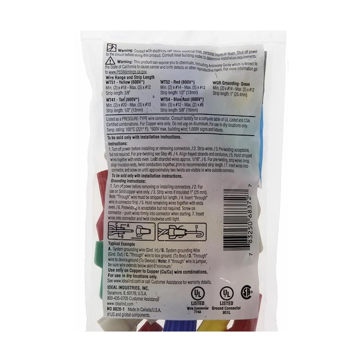 Ideal Industries Copper Wire Connectors Assorted 25 Pack