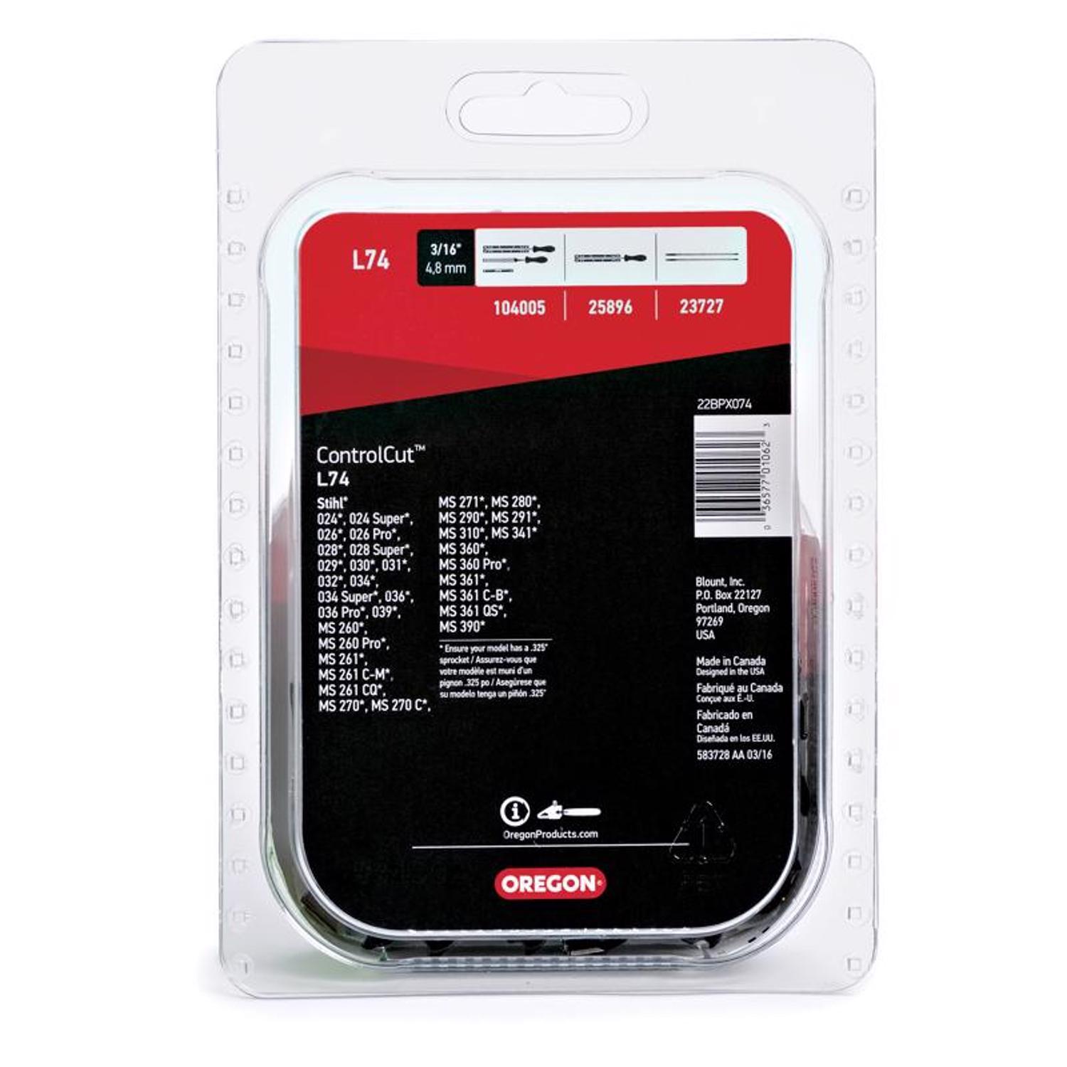 Oregon ControlCut L74 18 in. Chainsaw Chain 74 links