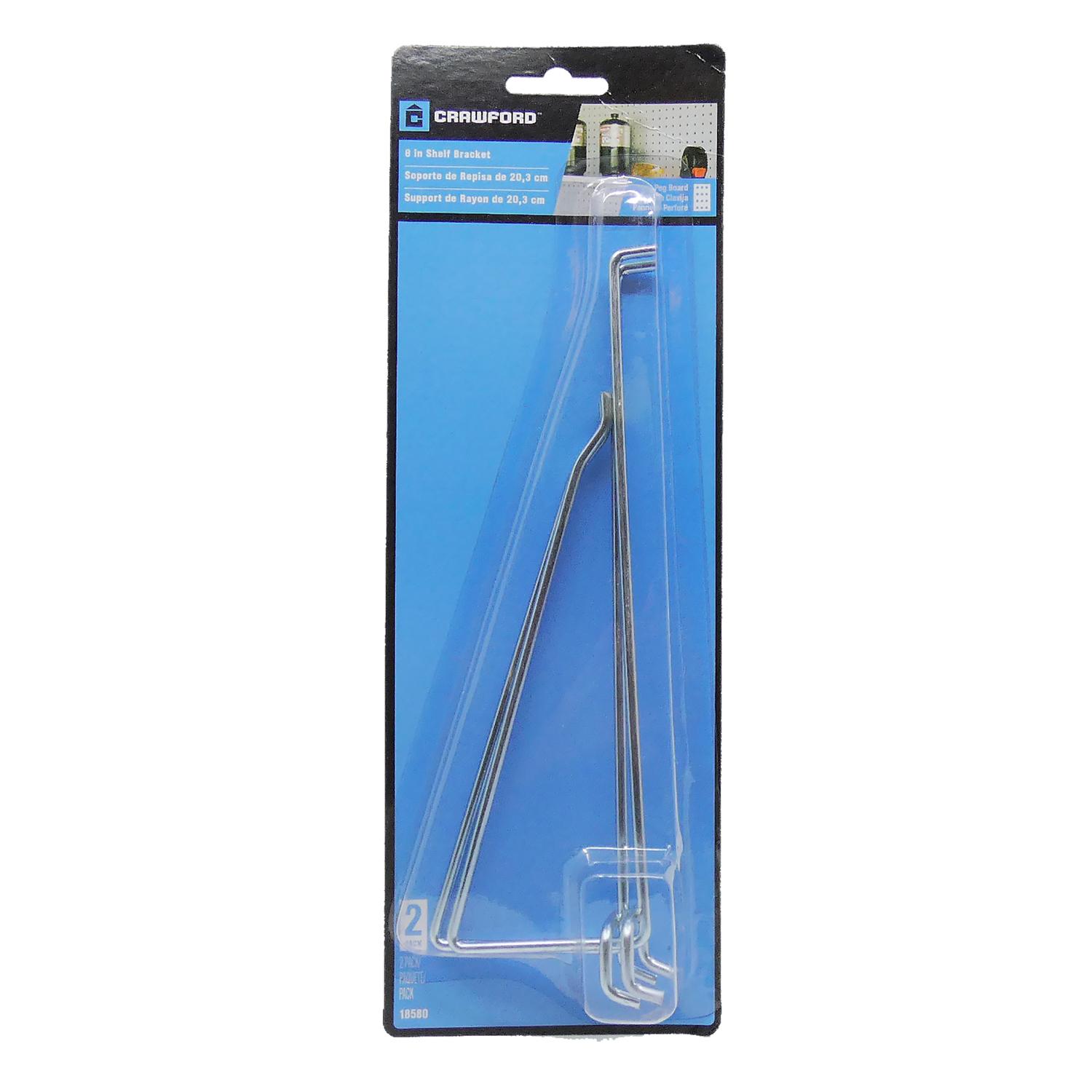 Crawford Zinc Plated Silver Steel 8 in. Peg Hook Shelf Bracket 2 pk