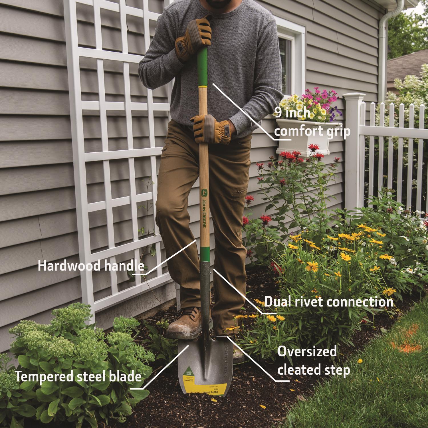 John Deere 61 in. Steel Digging Shovel Wood Handle