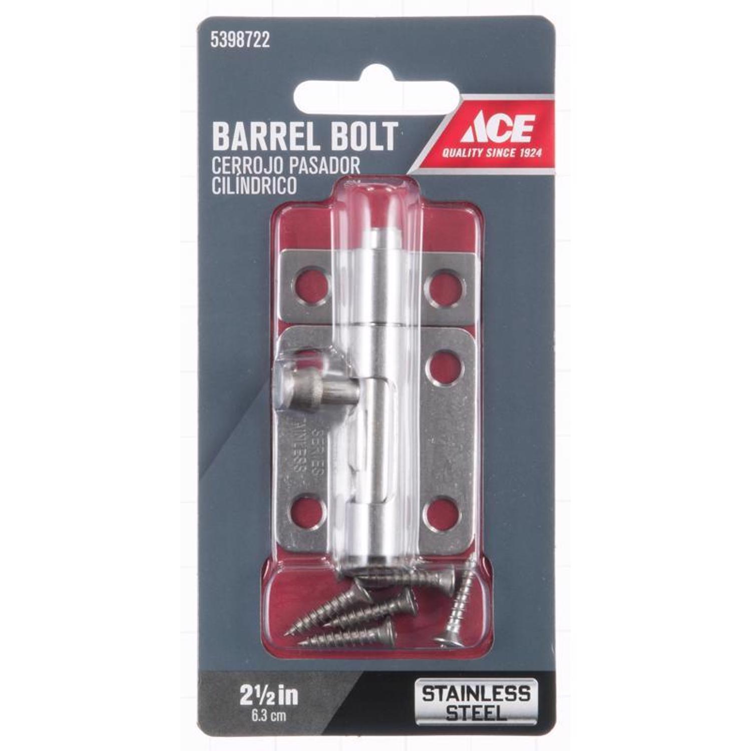 Ace 2.5 in. L Polished Stainless Steel Heavy Duty Barrel Bolt 1 pk
