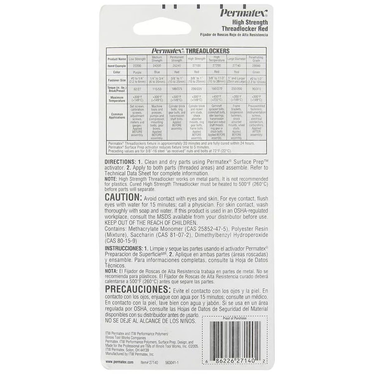 Permatex High Strength Threadlocker Liquid 1.22 fl. oz
