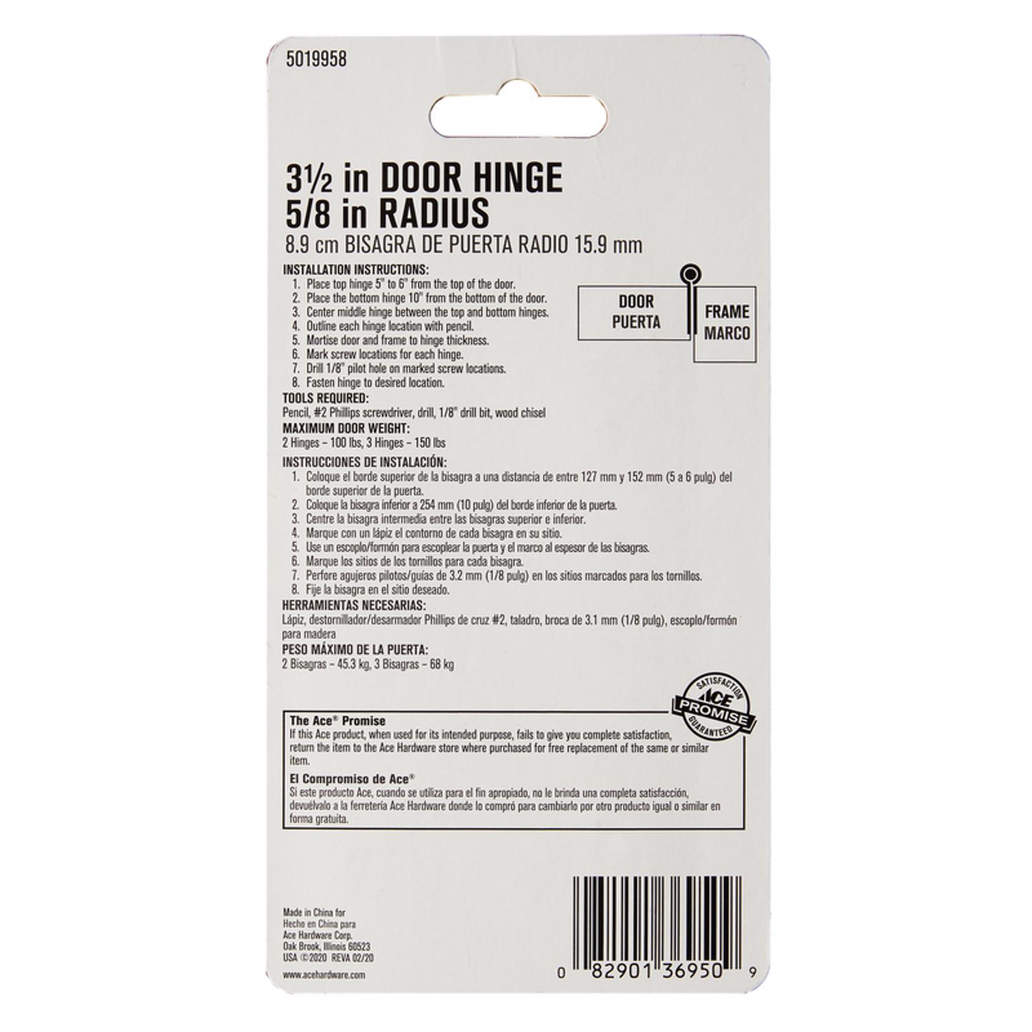 Ace 3-1/2 in. L Oil Rubbed Bronze Residential Door Hinge 1 pk