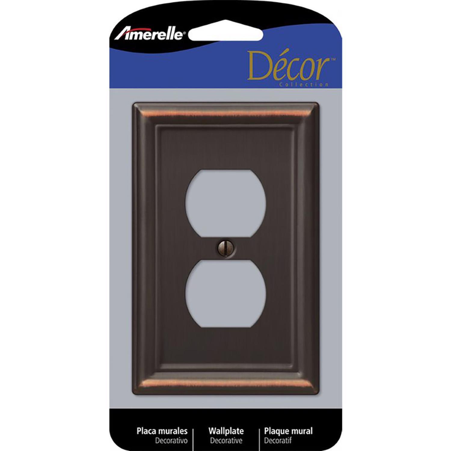 Amerelle Chelsea Aged Bronze 1 gang Stamped Steel Duplex Wall Plate 1 Pack