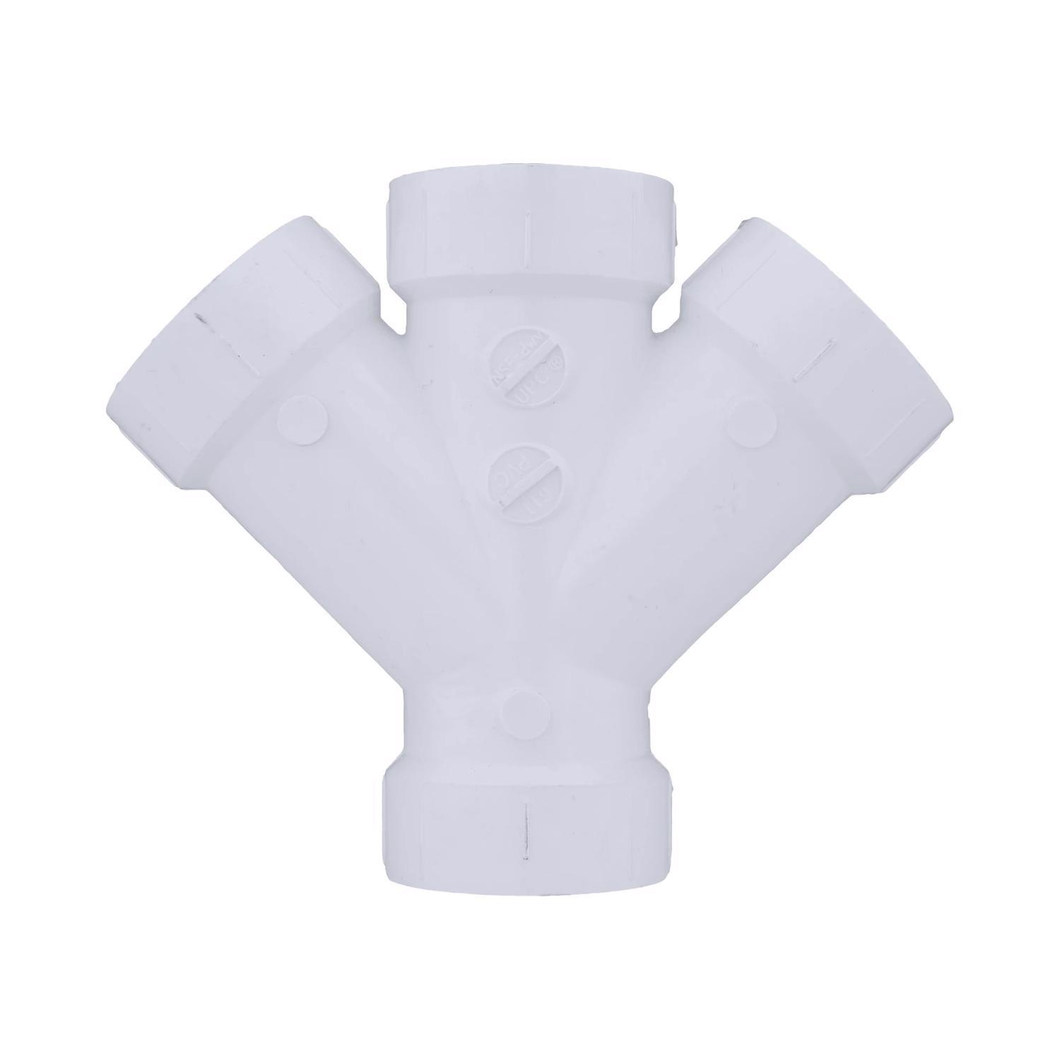 Charlotte Pipe Schedule 40 1-1/2 in. Hub X 1-1/2 in. D Hub PVC Double Wye 1 pk