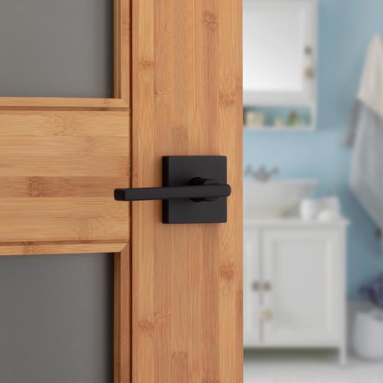 Kwikset Halifax Matte Black Bed and Bath Lever Right or Left Handed