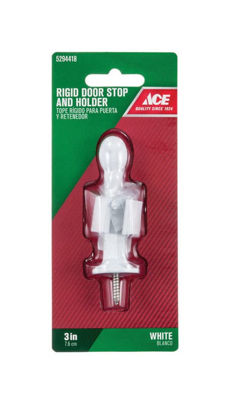 Ace 3 in. W Metal White Rigid Door Stop w/Holder Mounts to door and wall 5/32 in.