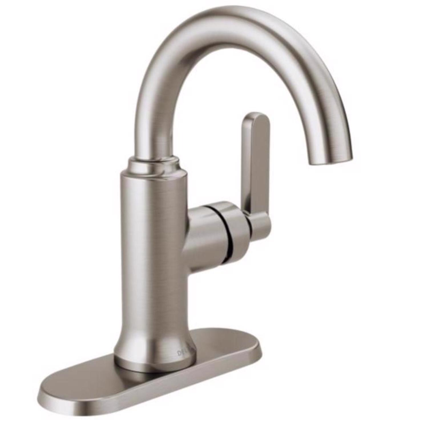 Delta Alux Brushed Nickel Pop-up Bathroom Sink Faucet 4 in.