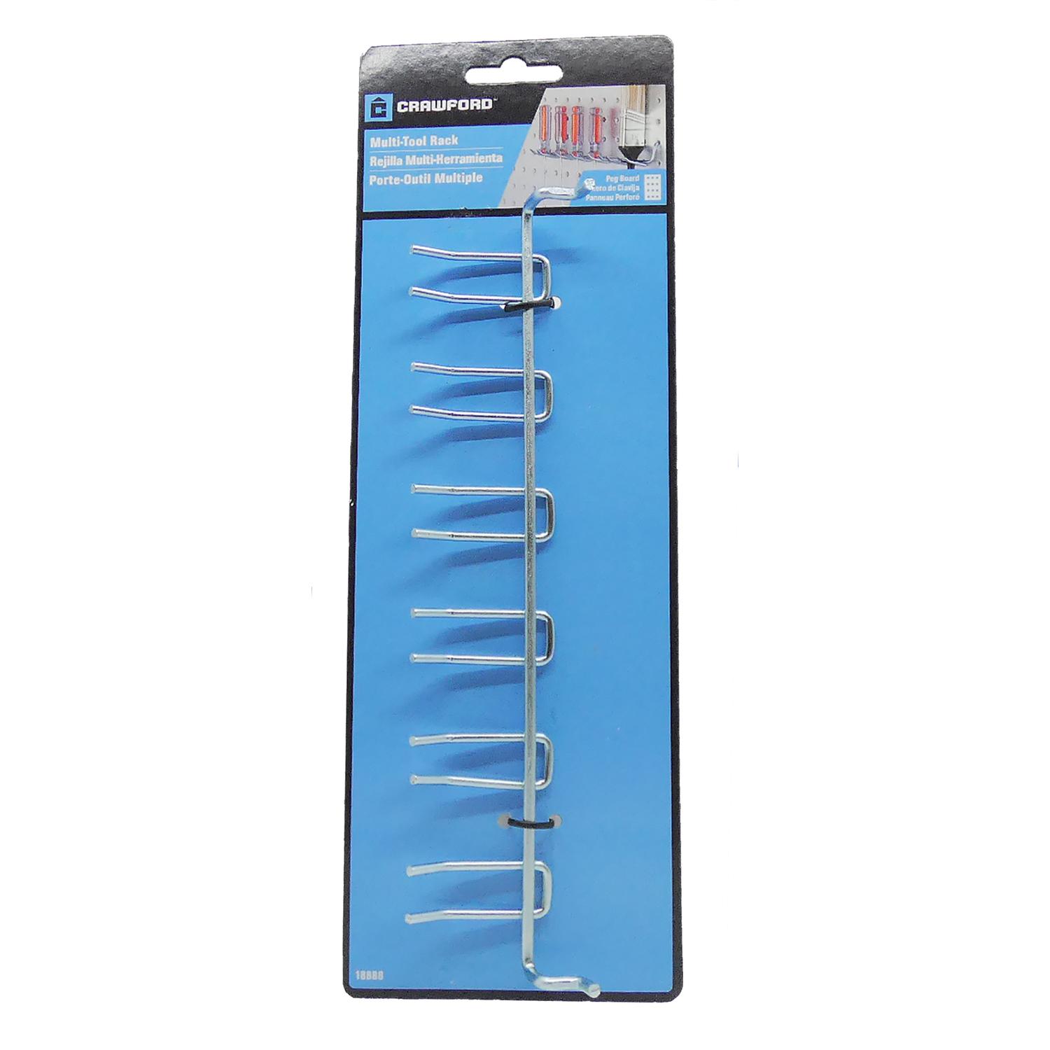 Crawford Zinc Plated Silver Steel 1.6 in. Multi-Tool Peg Hook Rack 1 pk