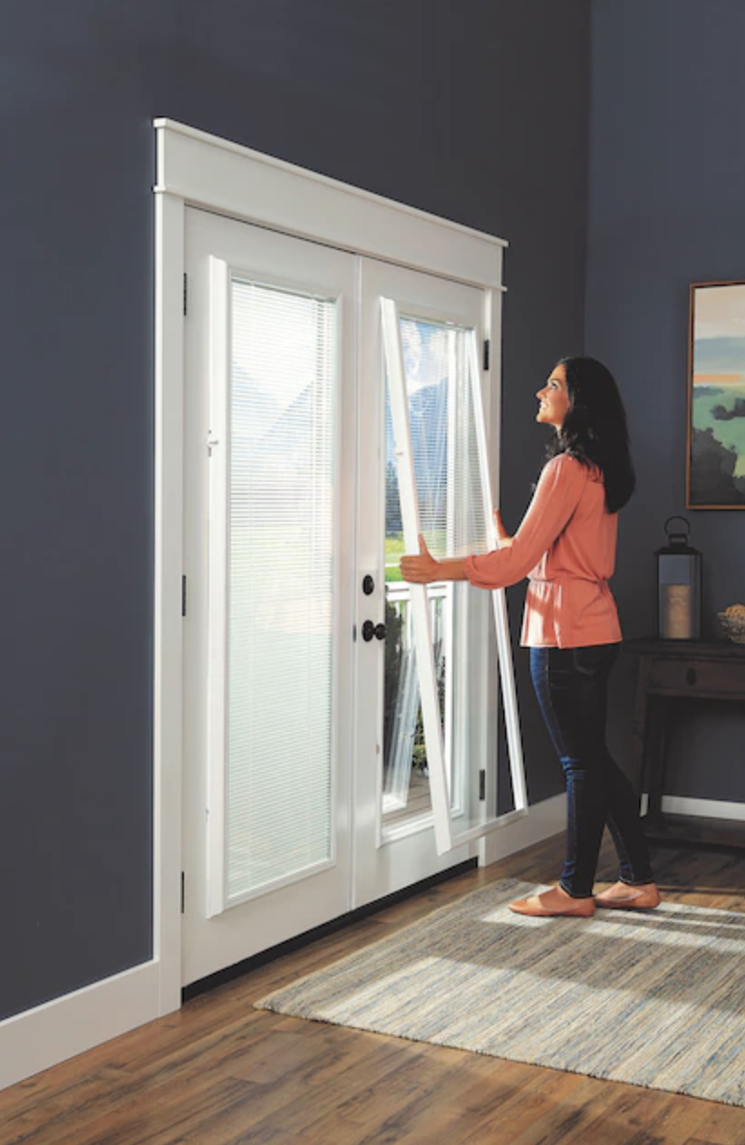 White Cordless Insert Door Mini Blind 22"x64" Add on blind 0.59" Slat Width